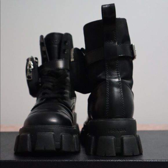 Prada Monolith brushed leather and nylon combat boots - Picture 7 of 7
